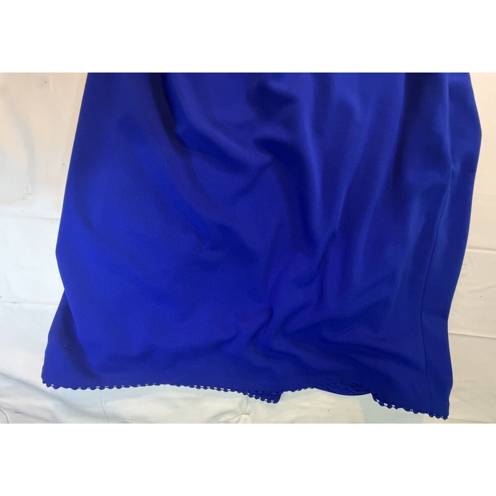 💙 Adrianna Papell Blue Ruched Cocktail Evening Dress Women's Size 16 Strappy - Picture 6 of 9